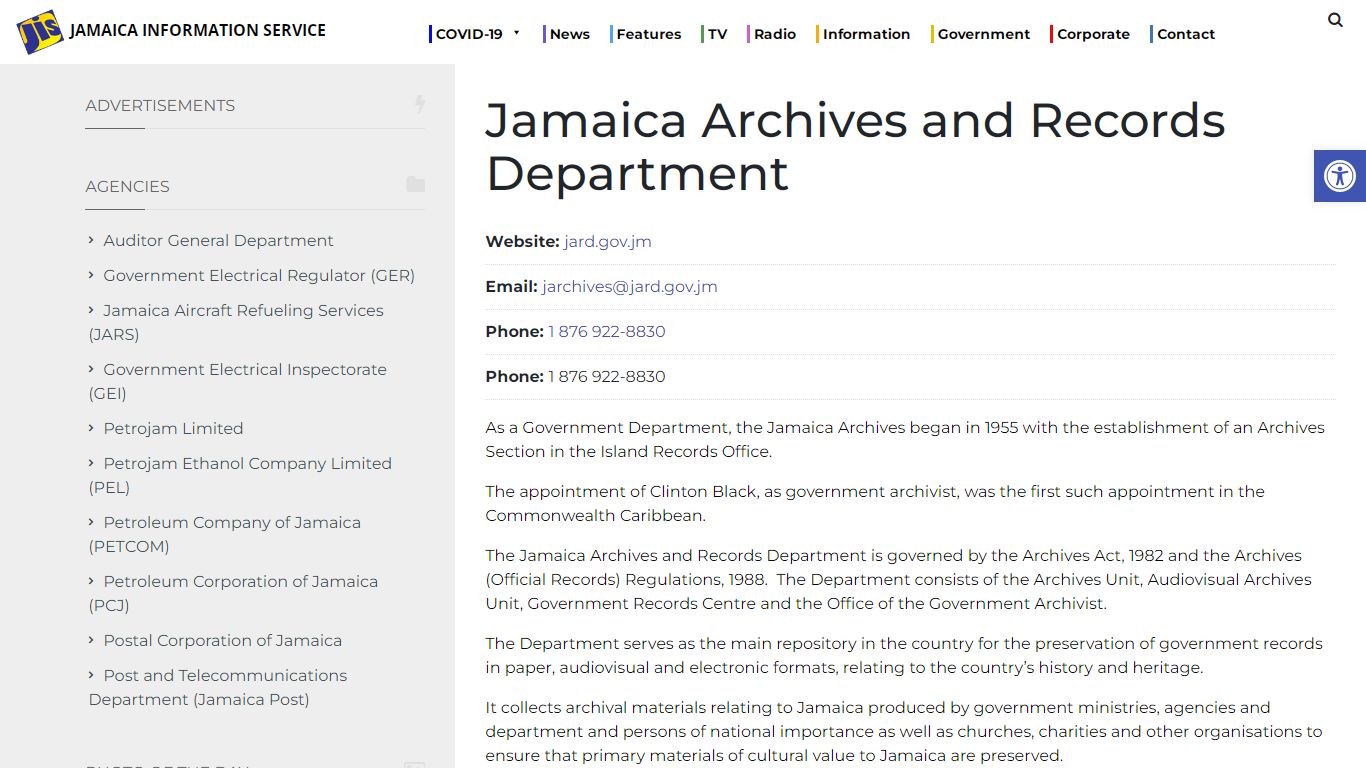 Jamaica Archives and Records Department – Jamaica Information Service