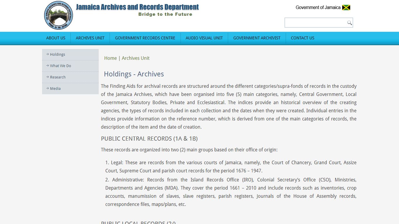 Holdings - Archives | Jamaica Archives and Records Department ...